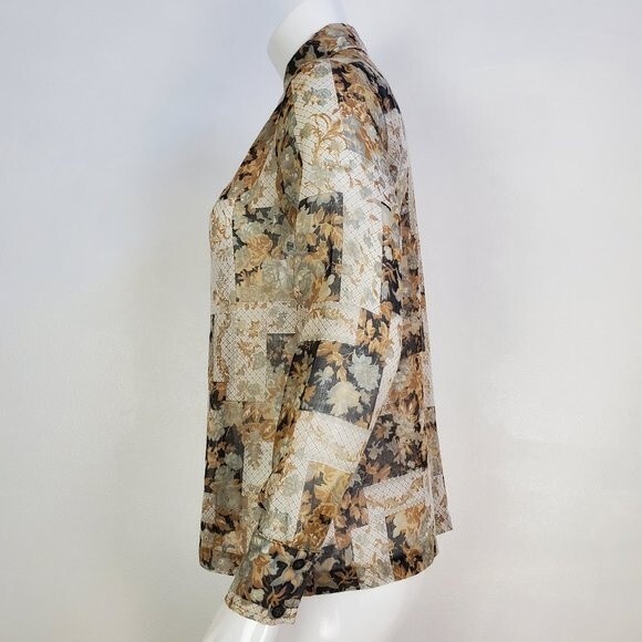 Vintage 70s Floral Semi-Sheer Button-Up - Picture 2 of 5